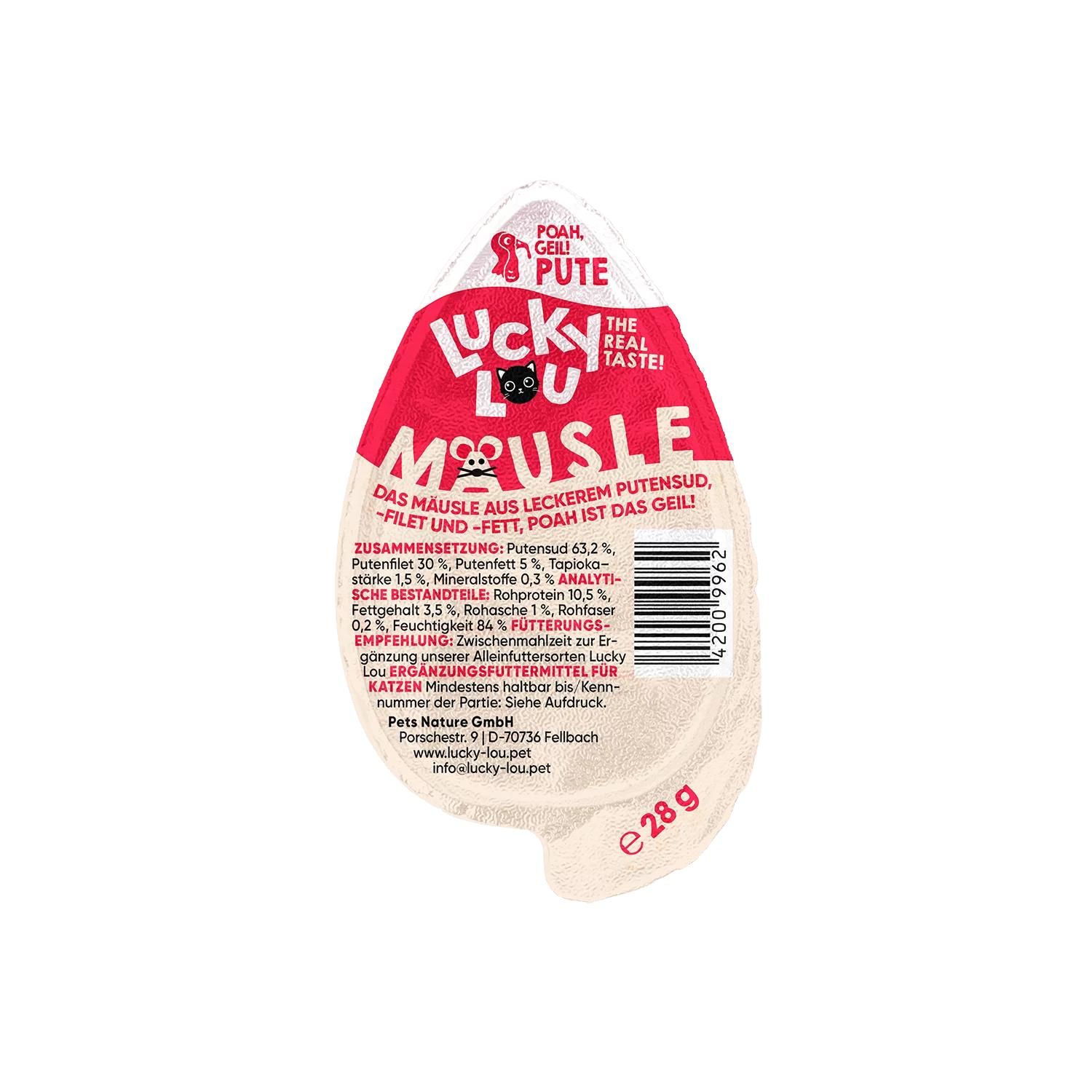 Petsnature Lucky Lou Mäusle Pute 28g - 28 Gramm Petsnature Lucky Lou Mäusle Pute 28g - 28 Gramm