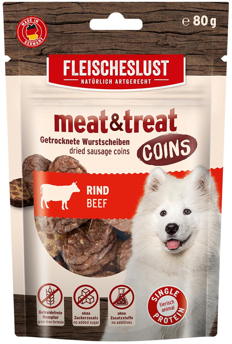 Fleischeslust meat treat Coins Rind 80 g Tier, Hund, Säugetier, Haustier