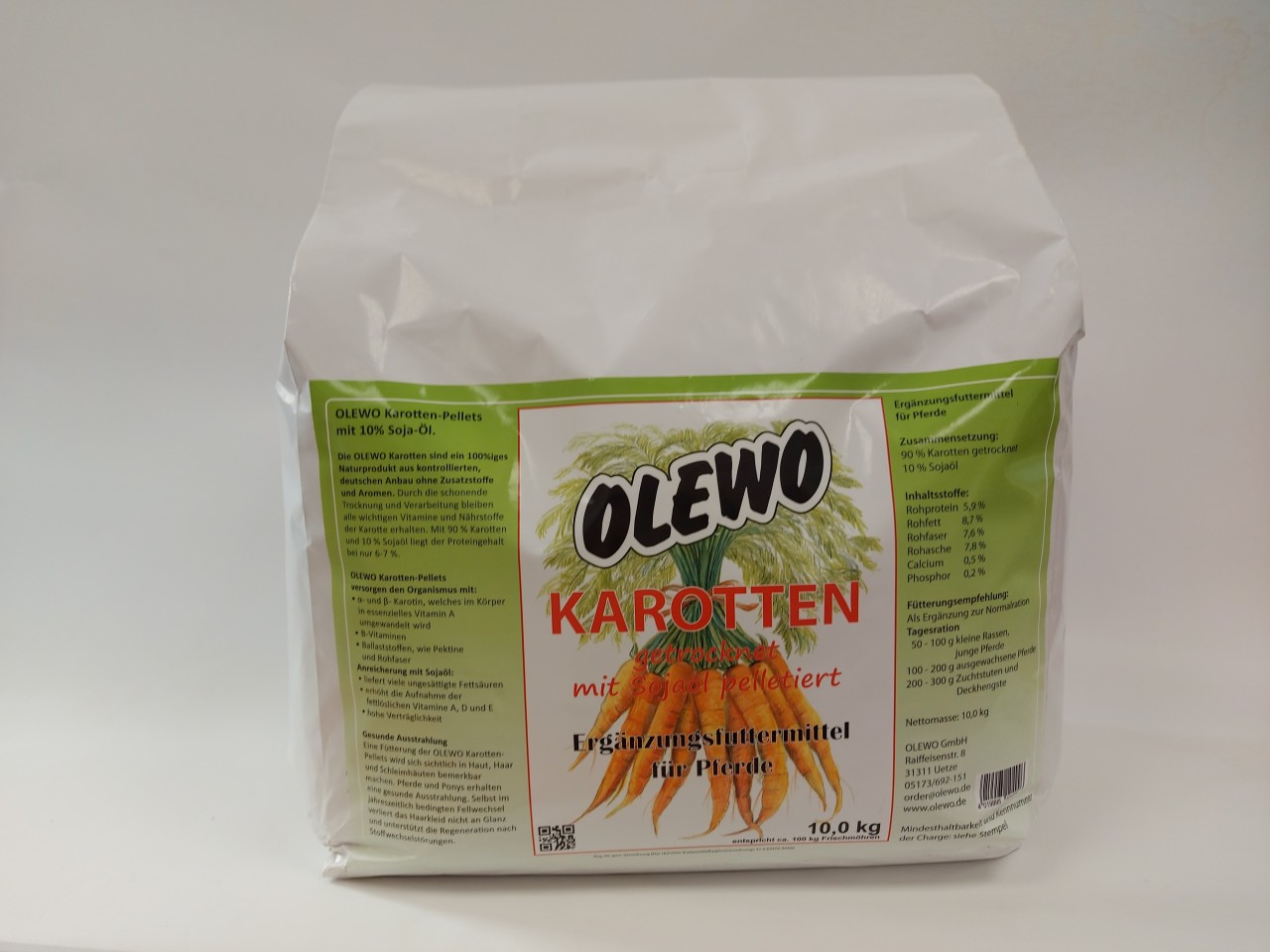 OLEWO Karotten-Pellets mit Öl für Pferde - 10,0 kg