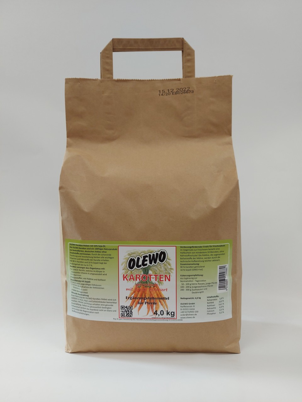 OLEWO Karotten-Pellets mit Öl für Pferde - 4,0 kg