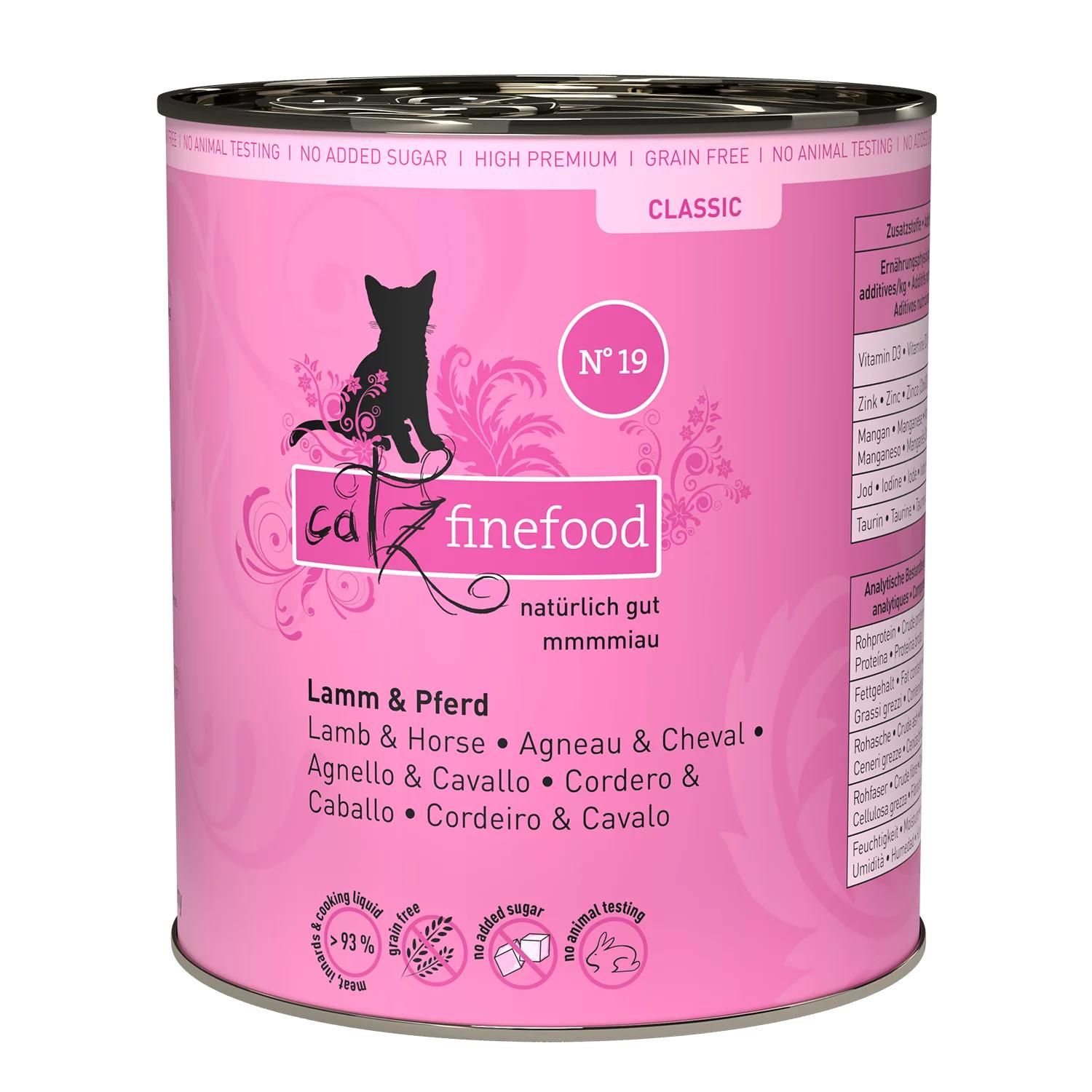 Petsnature catz finefood Classic N° 19 - Lamm Pferd 800g - 800 Gramm Zinn, Kann, Aluminium, Konserven, Lebensmittel