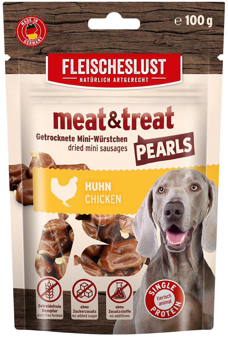 Fleischeslust meat treat Pearls Huhn 100 g Hühnchen, Geflügel, Werbung, Plakat, Hund