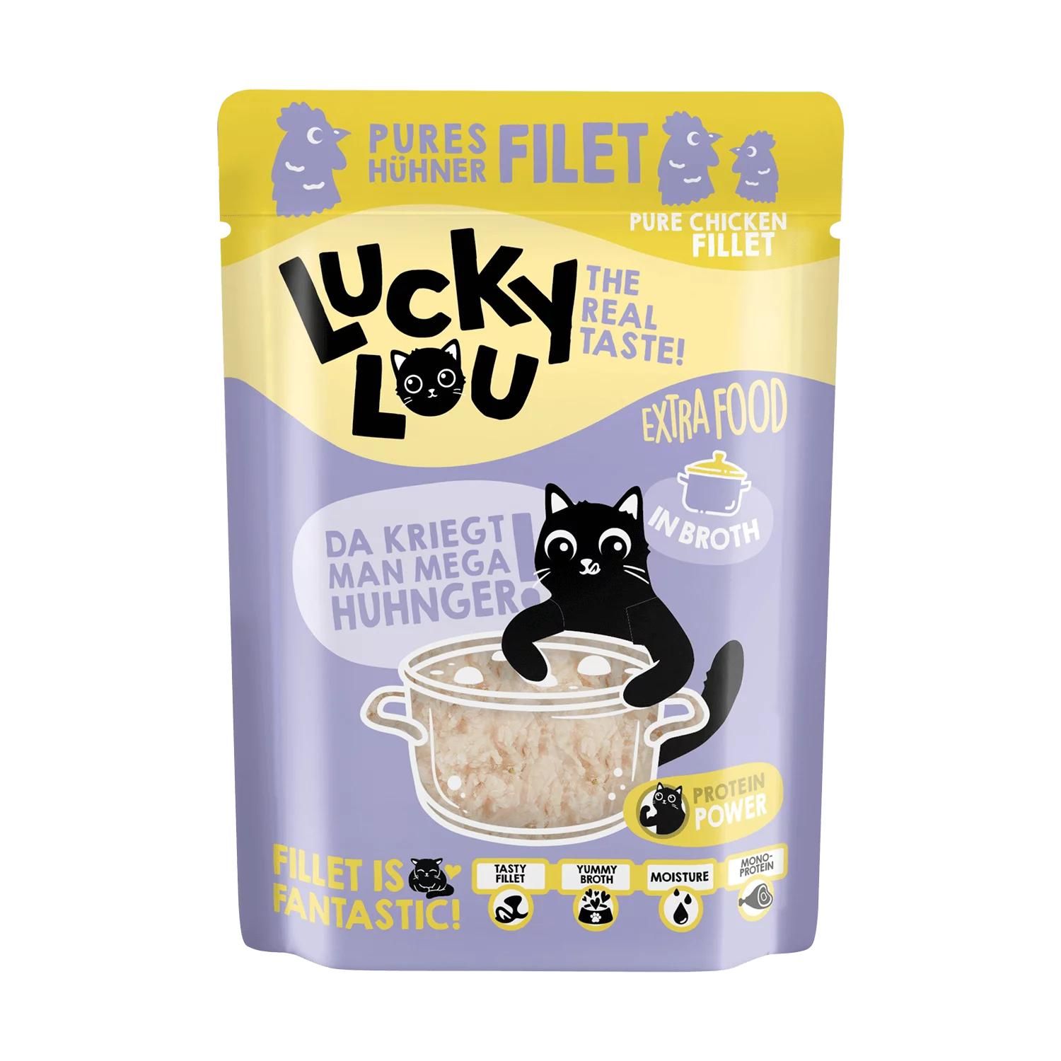 Petsnature Lucky Lou Extra Food Hühnerfilet in Sud 70g Pouch - 70 Gramm Schale