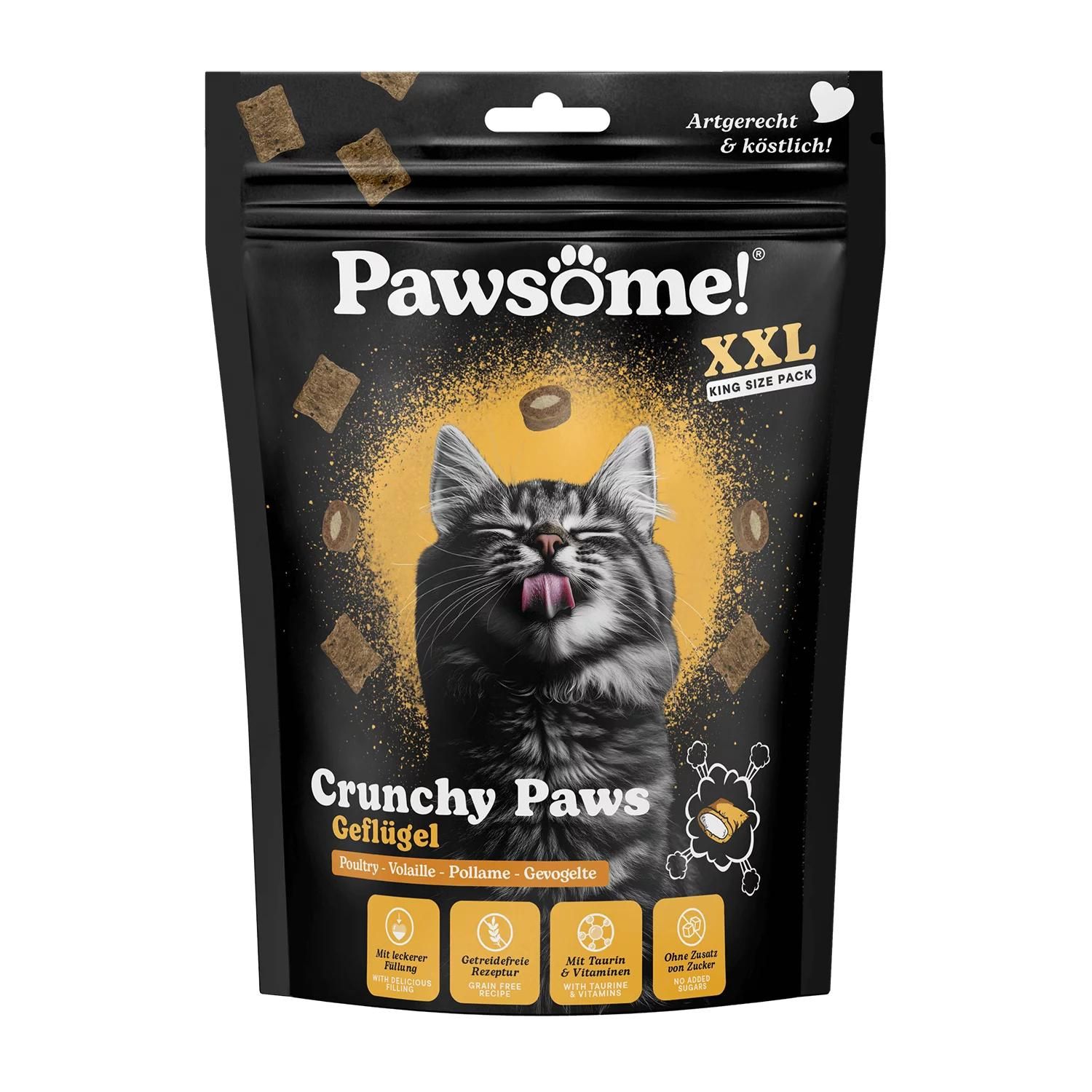 Petsnature Pawsome Crunchy Paws Geflügel 150g - 150 Gramm Flasche, Tier, Katze, Säugetier, Haustier