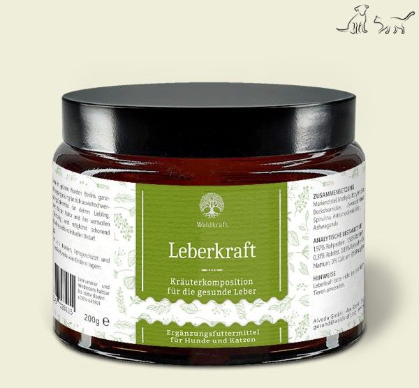 Waldkraft Leberkraft - Kräutermischung für die Leber von Hund und Katze - 200 Gramm