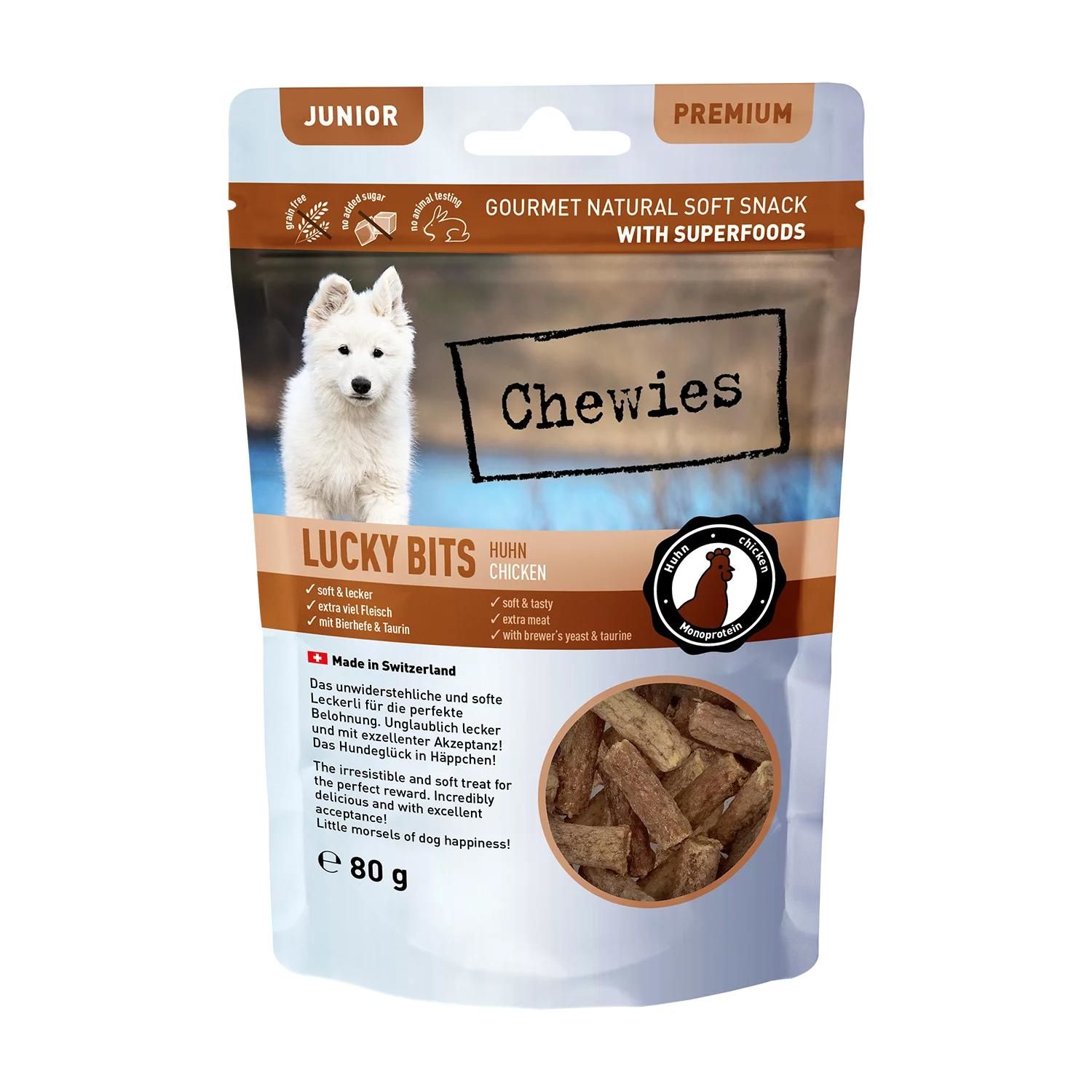 Petsnature Chewies LUCKY BITS Huhn Junior 80g - 80 Gramm Hund, Haustier, Fuchs, Tierwelt, Eishockey-Puck
