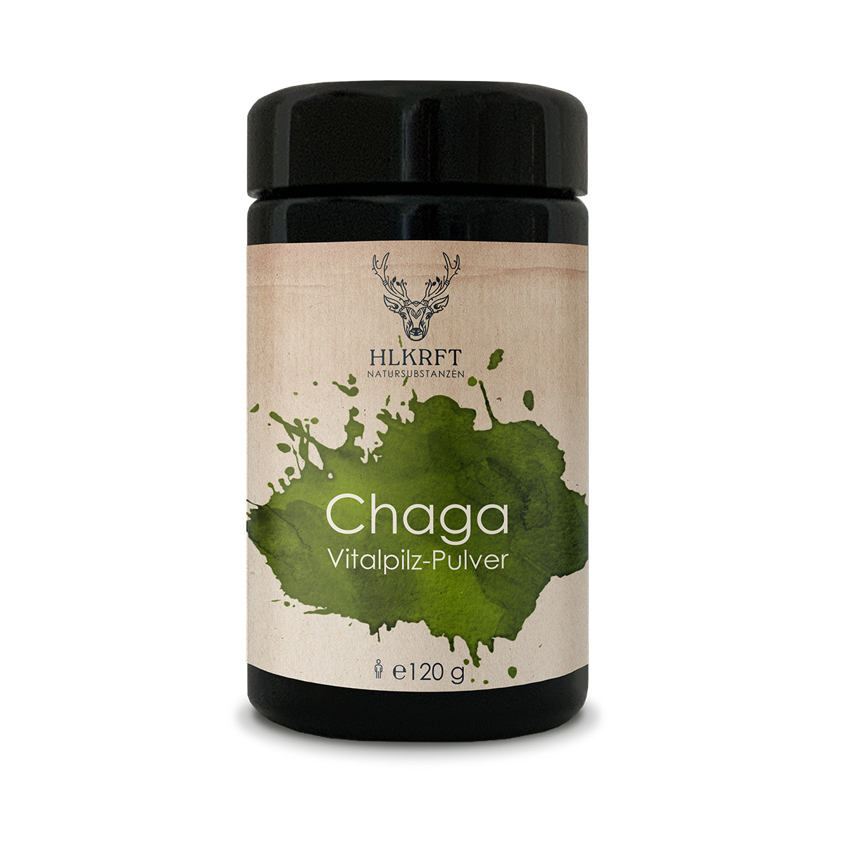 Heilkraft Vitalpilz Chaga - Vitalpilzpulver 120 g Kräuterig, Kräuter, Pflanze, Flasche