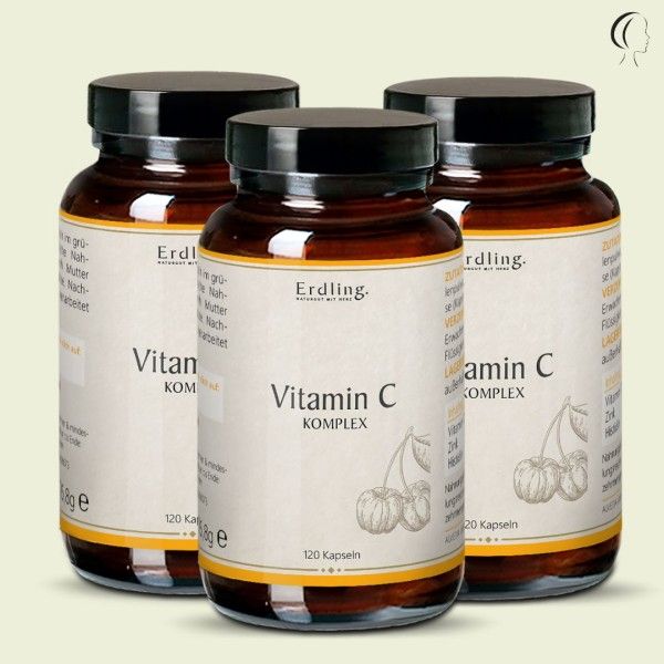 Waldkraft Set: 3er Pack - Vitamin C Komplex - 3x 120 Kapseln - 0,2304 Kilogramm Kräuterig, Kräuter, Pflanze, Glas
