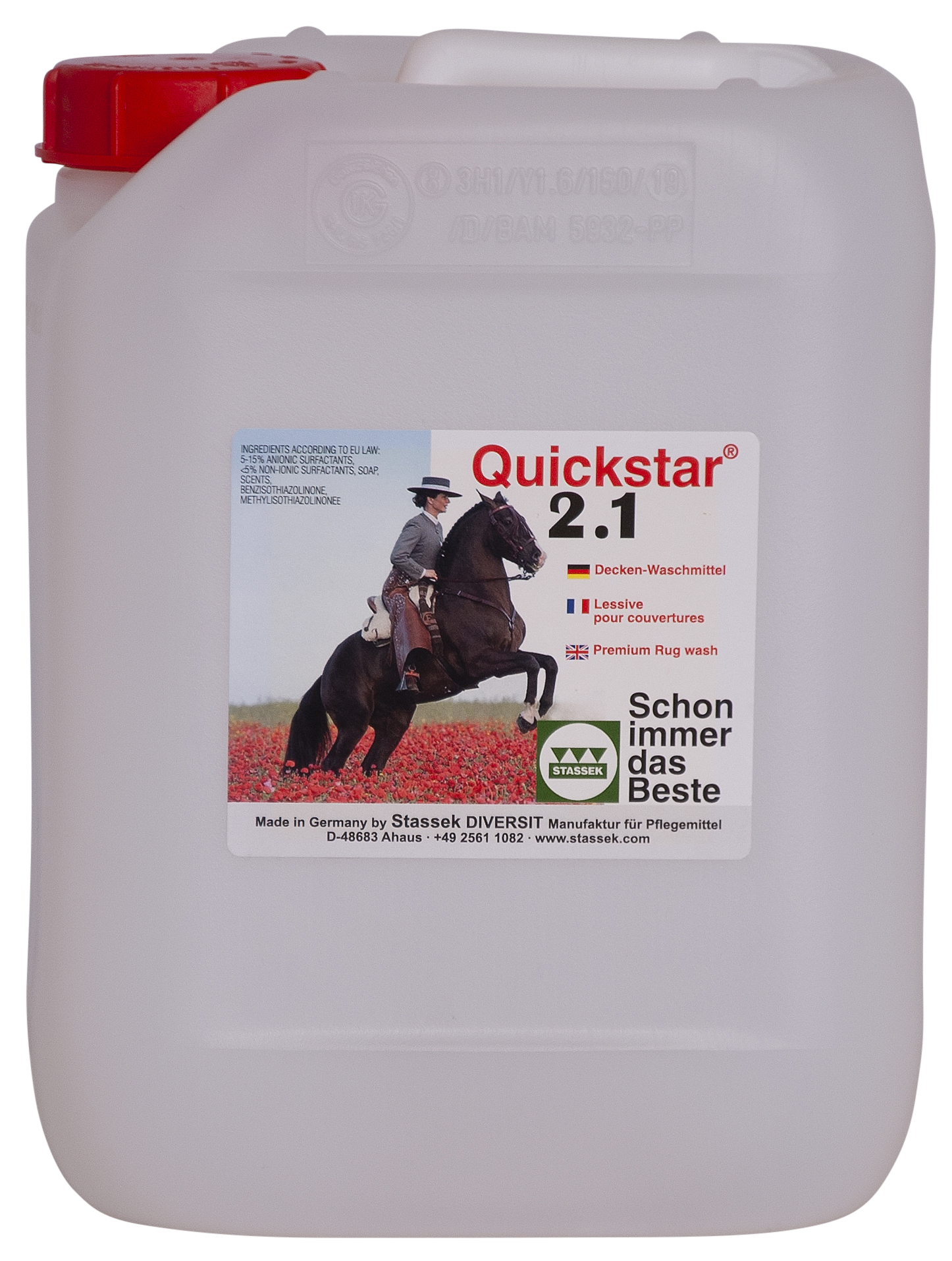 QUICKSTAR 2.1 Premium-Waschmittel für atmungsaktive Pferdedecken, Schabracken etc. - Kanister Person, Tier, Pferd, Säugetier