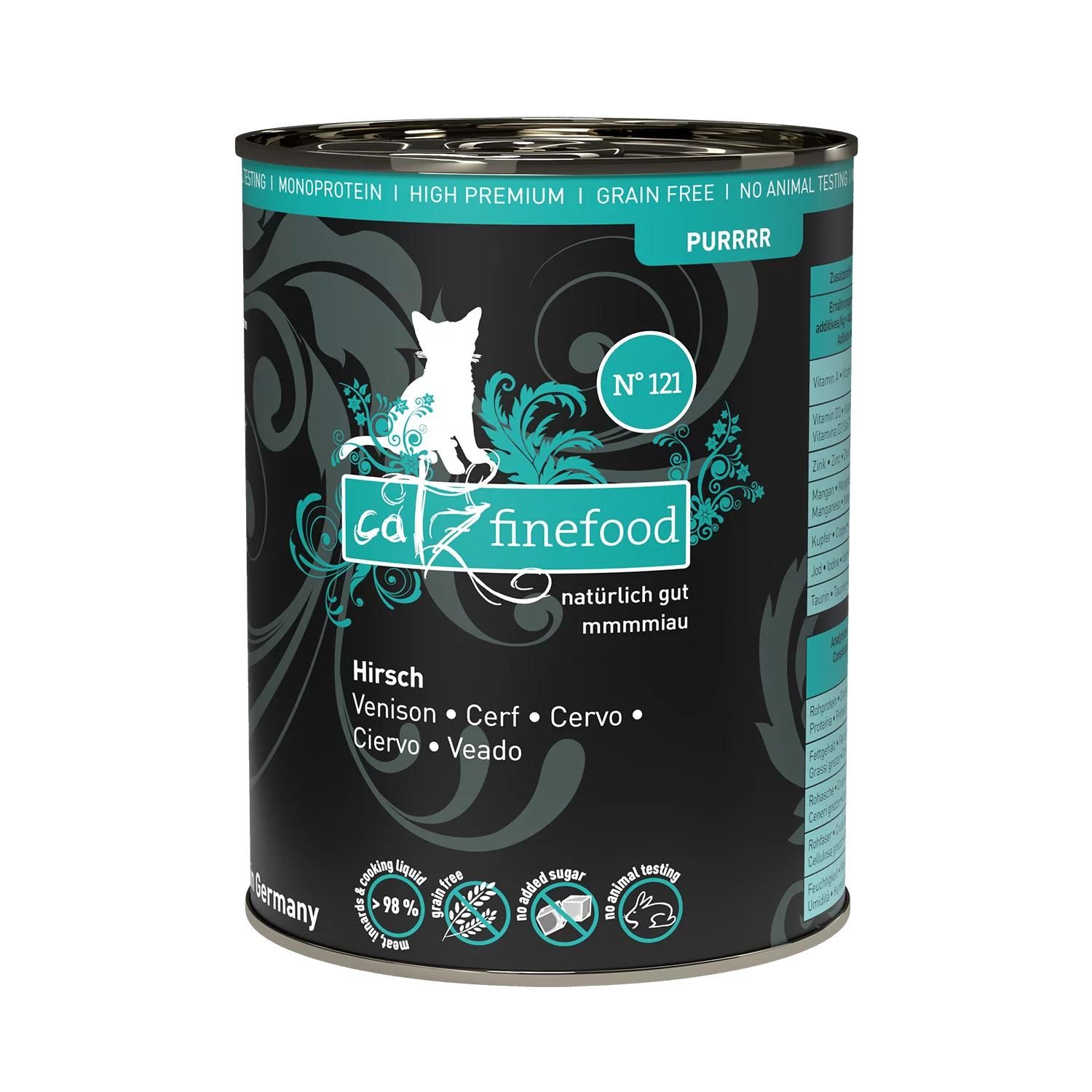 Petsnature catz finefood PURRRR N° 121 - Hirsch 400g - 400 Gramm Zinn, Kann