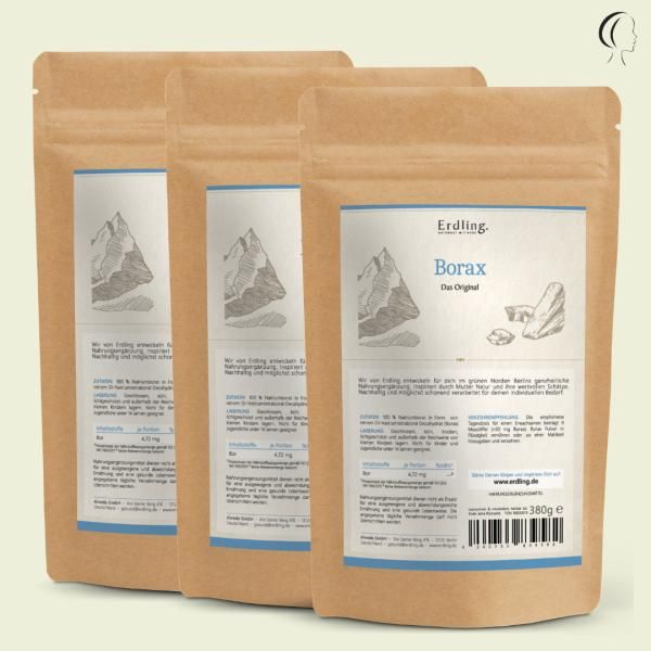 Waldkraft Set: 3er Pack - Borax - 99,9 Reinheit (Natriumtetraborat) - Nachfüllpack 3x 380g - 1,14 Kilogramm Karton