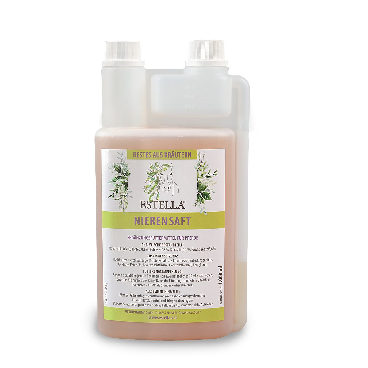 Vetripharm ESTELLA - Nierensaft Kräuter, Pflanze, Flasche, Shampoo