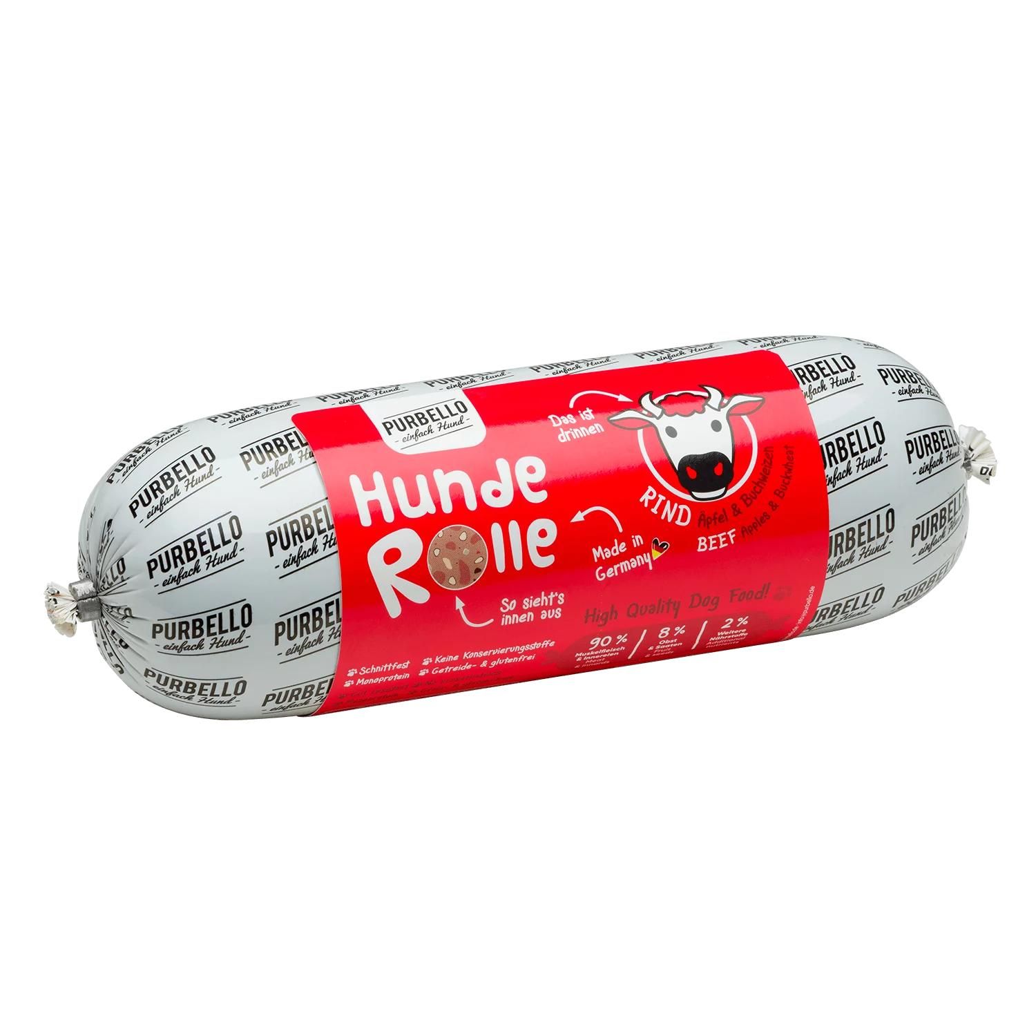Petsnature PURBELLO HundeRolle Rind mit Äpfeln Buchweizen 800g - 800 Gramm Kann, Zinn