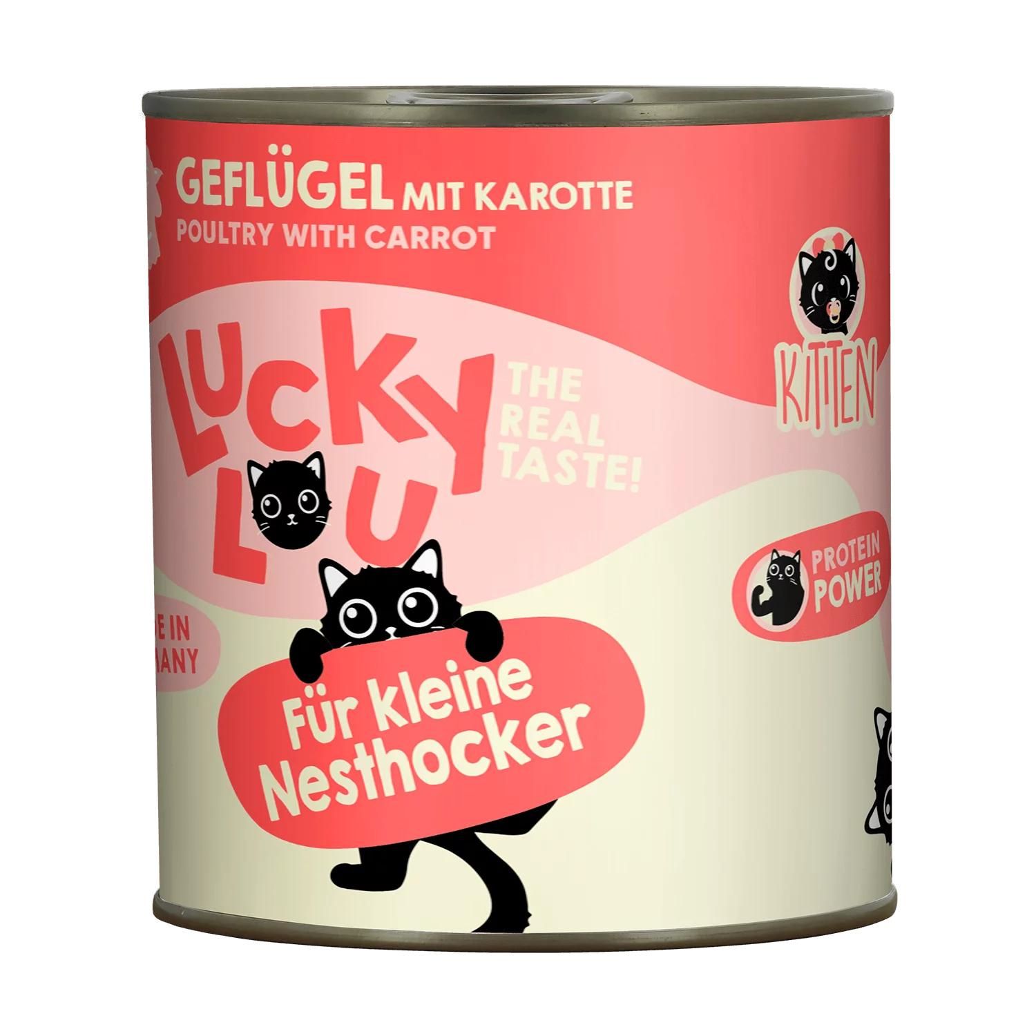 Petsnature Lucky Lou Lifestage Kitten Geflügel 800g - 800 Gramm Zinn, Kann, Aluminium, Konserven, Lebensmittel