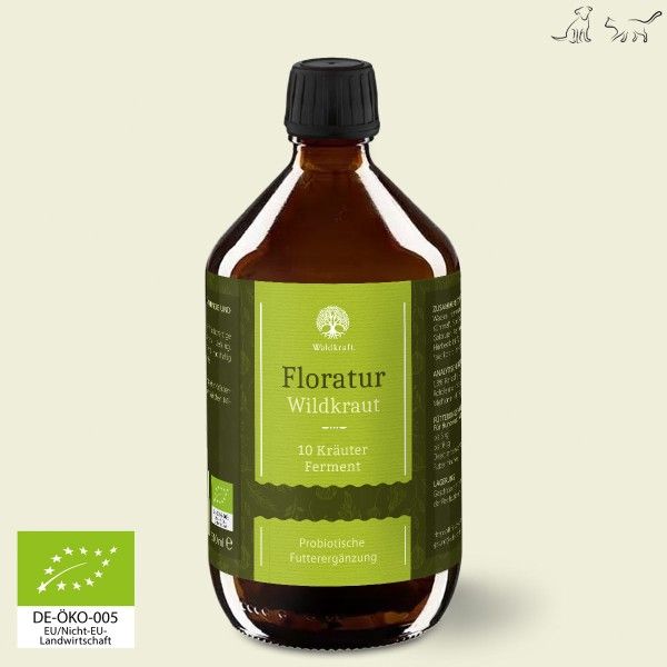 Waldkraft BIO Floratur Wildkraut - 10 Kräuter Ferment - 510ml - 0,51 Liter Kräuterig, Pflanze, Würzen, Sirup, Flasche