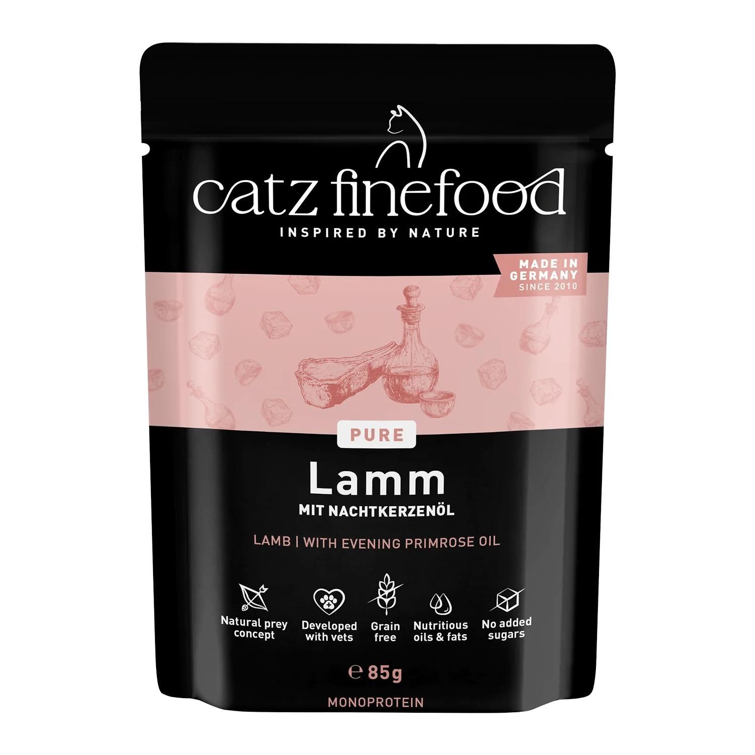 Petsnature catz finefood PURE Lamm 85g - 85 Gramm Flasche, Tasse, Kosmetik