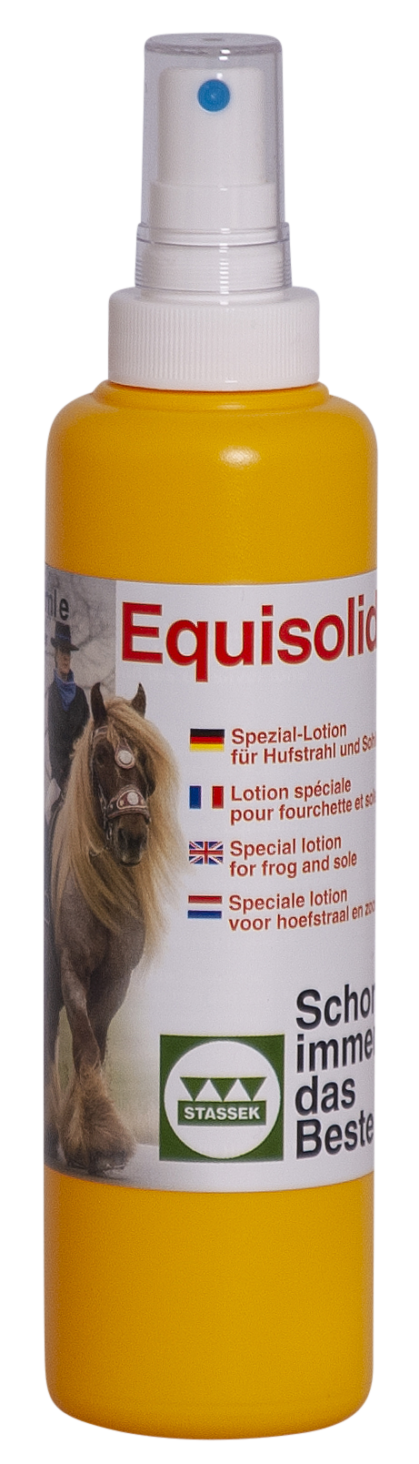 EQUISOLID Spezial-Lotion für Hufstrahl und Sohle > mit bewährten Silberionen - Originalflasche mit Pumpsprüher Flasche, Kosmetik, Pferd, Säugetier, Person