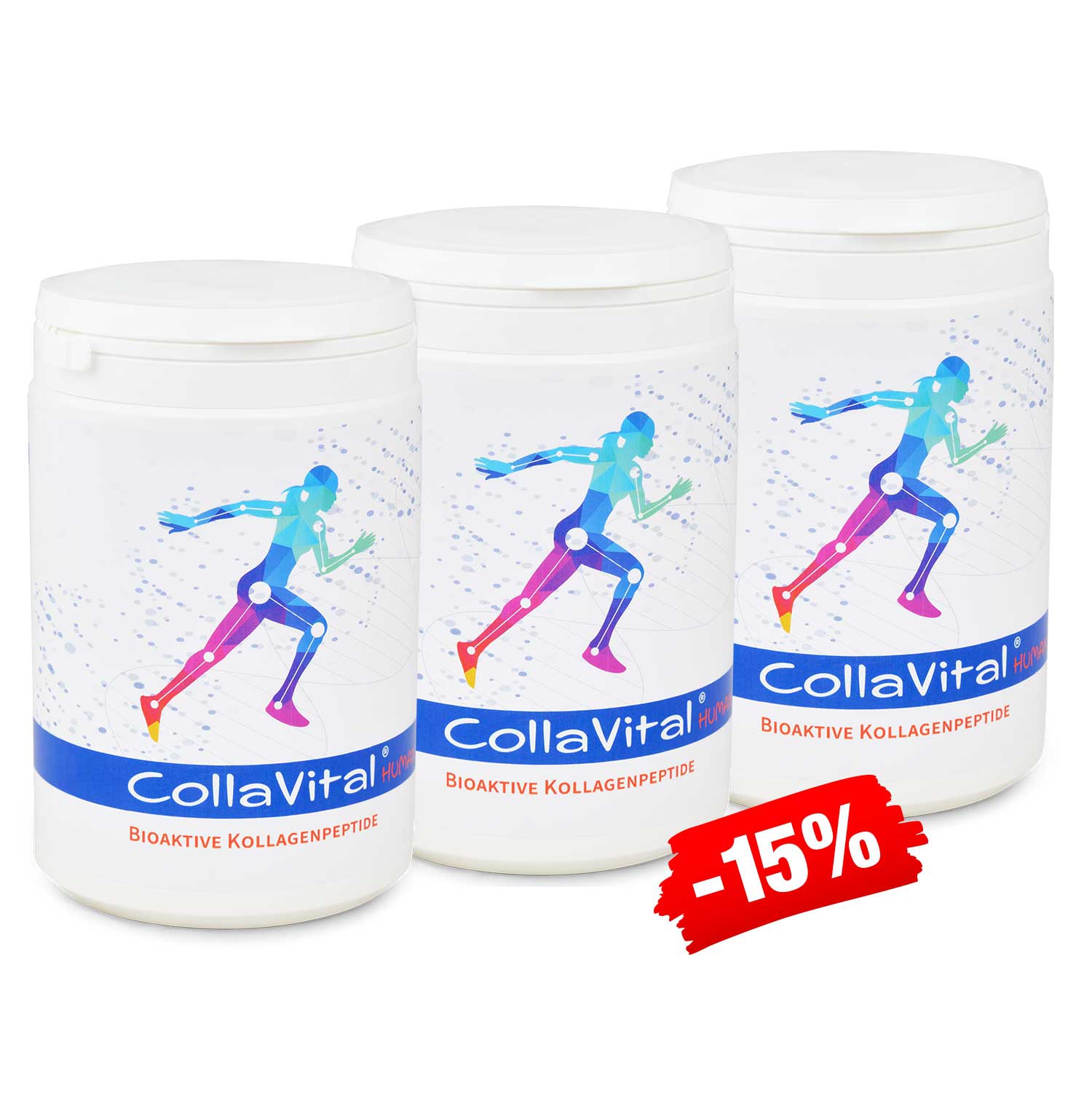 3 x Collavital® Human Collagen Pulver [300g] – Bioaktives Kollagen Hydrolysat