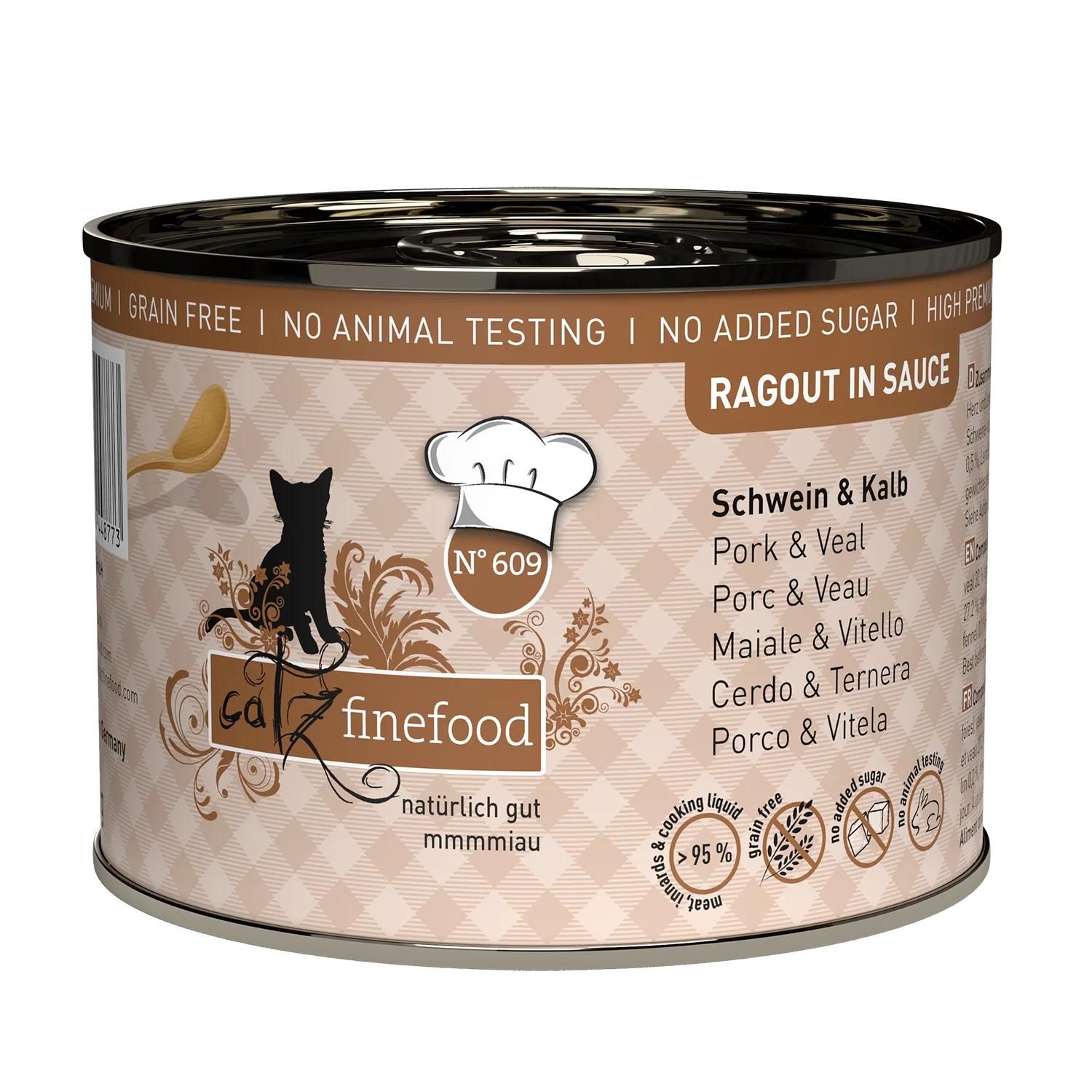 Petsnature catz finefood RAGOUT IN SAUCE N° 609 Schwein Kalb 190g - 190 Gramm Zinn, Aluminium, Kann, Konserven, Lebensmittel