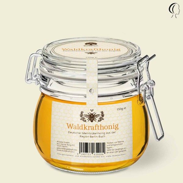 Waldkraft Honig - Jahrgang 2025 - 150g - 0,15 Kilogramm Krug, Essen, Schatz