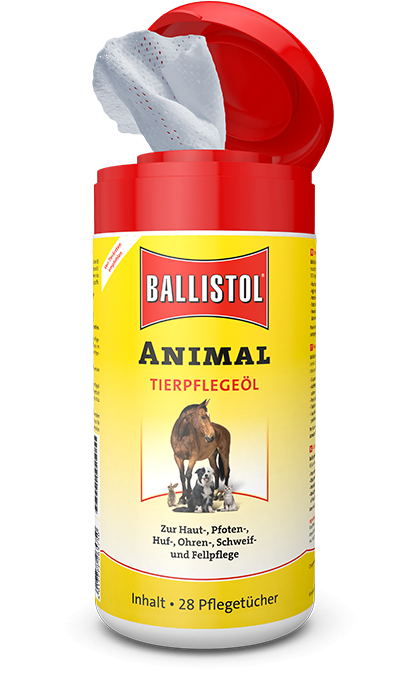 Ballistol Animal Tierpflegeöl Spenderbox, Spender-Box mit 28 großen Pflegetüchern