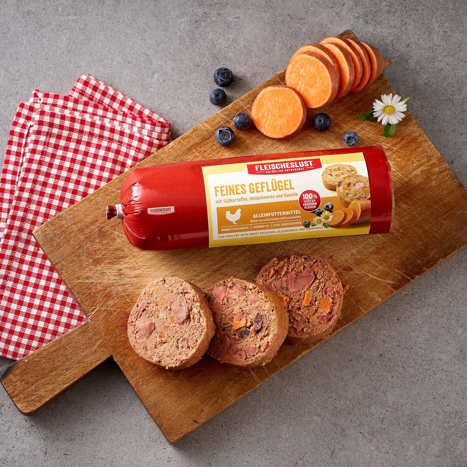 Fleischeslust Feines Geflügel mit Süßkartoffel, Heidelbeeren und Kamille 800 g