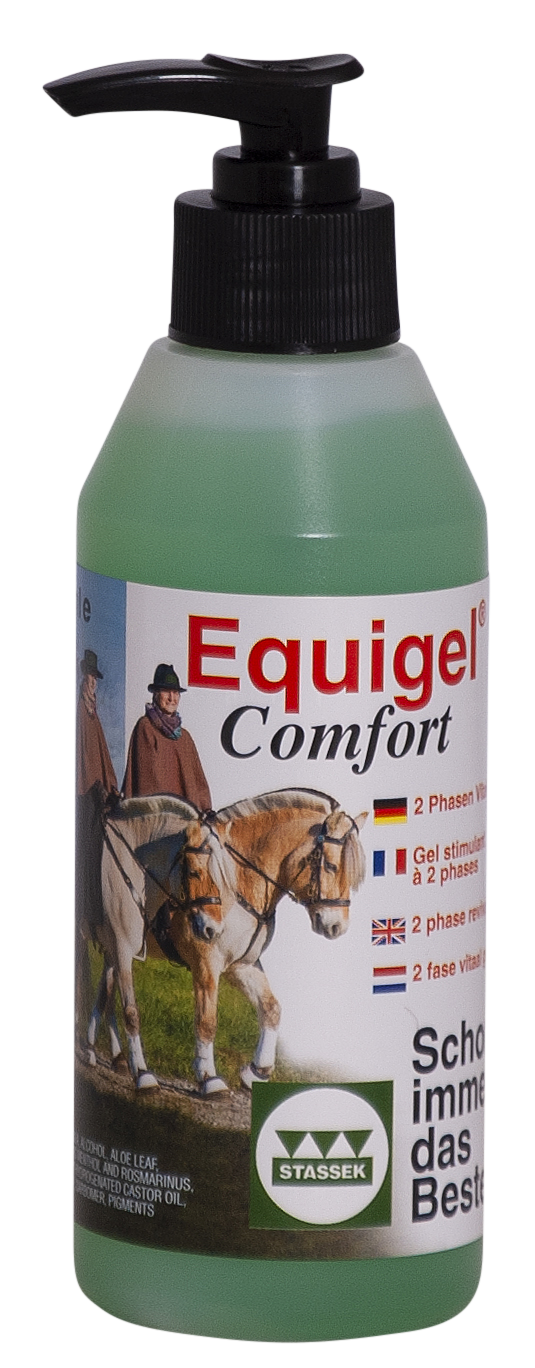 EQUIGEL Comfort 2 Phasen-Pflegegel mit Aloe Vera, Rosmarinöl und Menthol - dopingfrei - Dosierflasche Flasche, Erwachsener, Weiblich, Person, Frau
