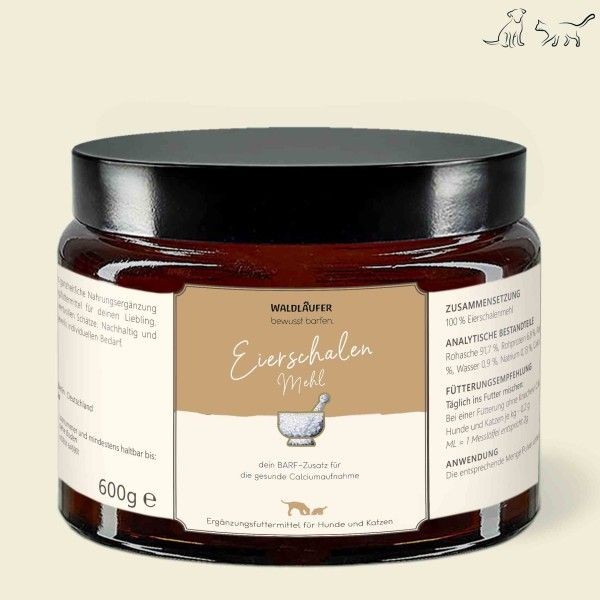 Waldkraft Eierschalenmehl - natürliche Kalziumquelle für Hunde Katzen - 600 Gramm Essen, Ketchup